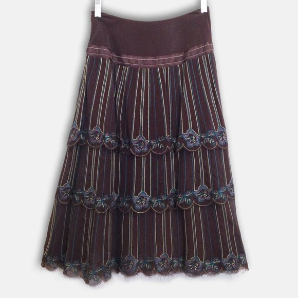 Karen Millen Embroidered 100% Silk Tiered Midi Skirt - Picture 5 of 7